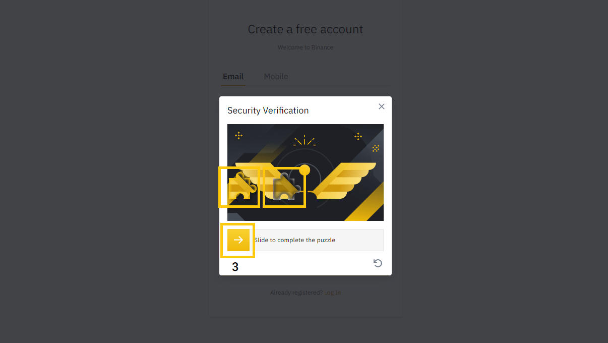تایید پازل فرم صرافی ارز دیجیتال بایننس