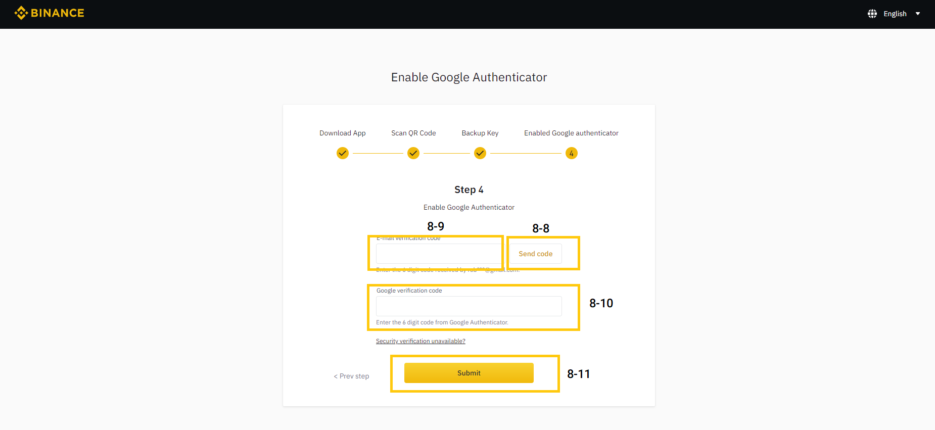 صفحه بعدی تایید کد صرافی ارز دیجیتال بایننس