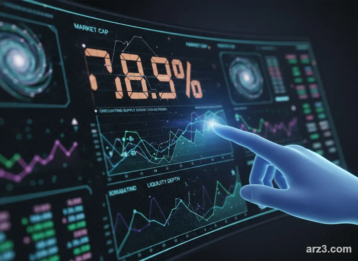 نمودار خطی نشان&zwnj;دهنده نوسانات قیمت و ارزش بازار یک ارز دیجیتال با تغییرات عرضه در گردش.